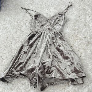 Urban Outfitters Velvet Romper Dress in Silver and Brown